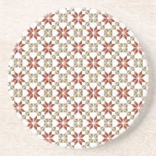 Latvian Morning SUN geometric pattern IX Sandstone Coaster