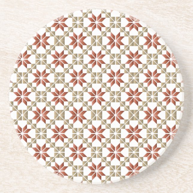 Latvian Morning SUN geometric pattern IX Sandstone Coaster (Front)