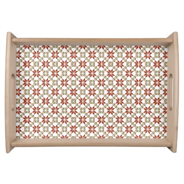 Latvian Morning SUN geometric pattern IX Serving Tray (Front)