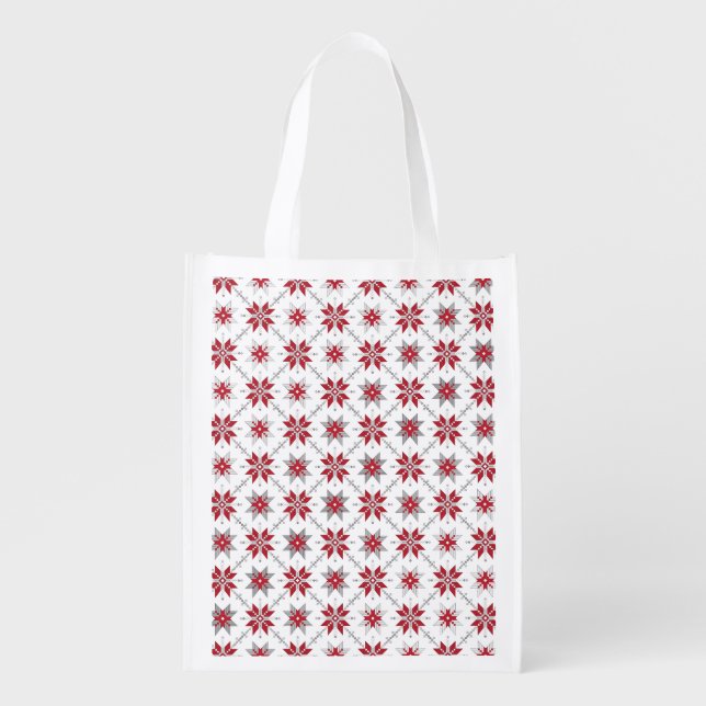 Latvian Morning SUN geometric pattern V Grocery Bag (Front)