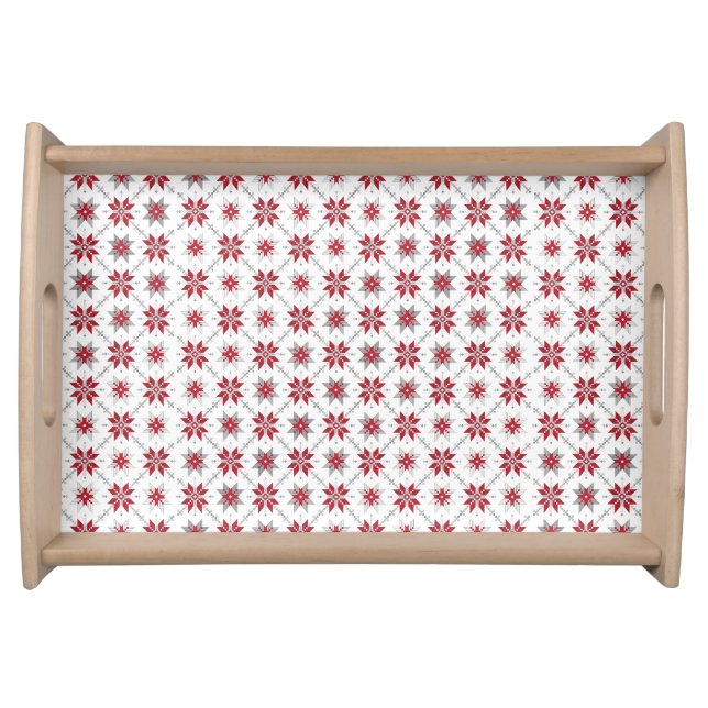 Latvian Morning SUN geometric pattern V Serving Tray (Front)