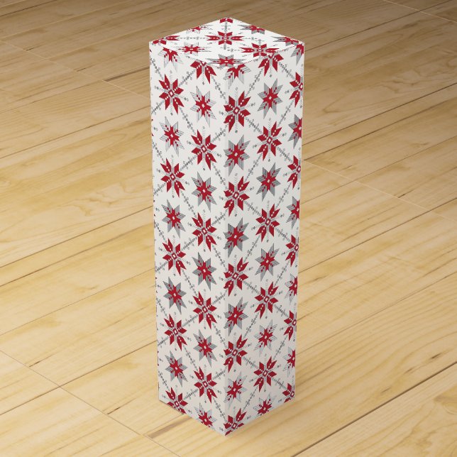 Latvian Morning SUN geometric pattern V Wine Box (Front)
