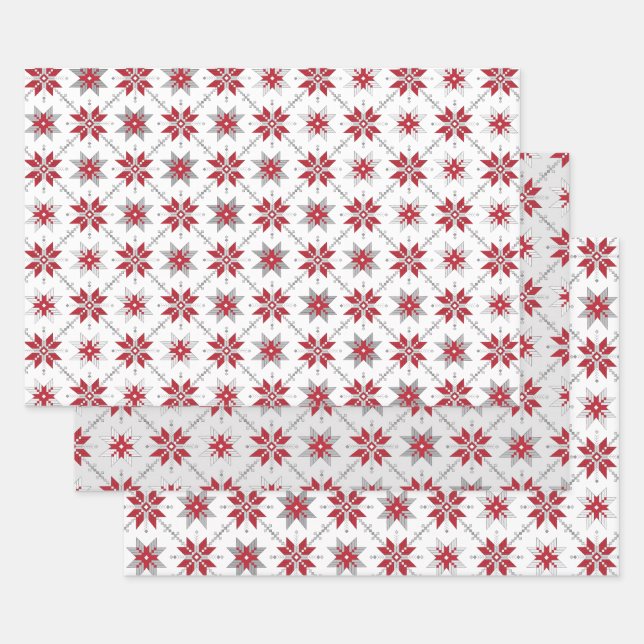 Latvian Morning SUN geometric pattern V Wrapping Paper Sheets (Set)