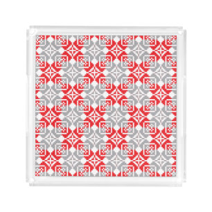 Latvian Morning SUN geometric pattern VI Acrylic Tray