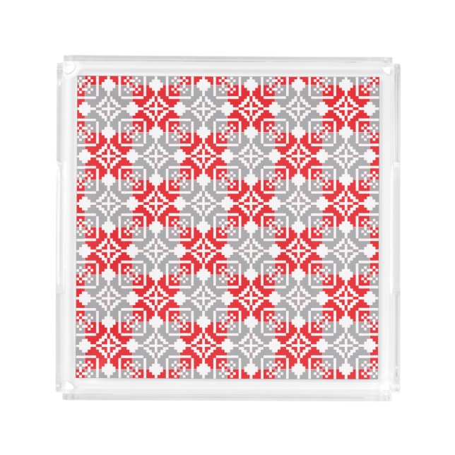 Latvian Morning SUN geometric pattern VI Acrylic Tray (Front)