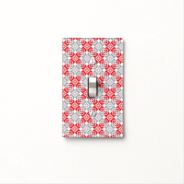 Latvian Morning SUN geometric pattern VI Light Switch Cover (In Situ)