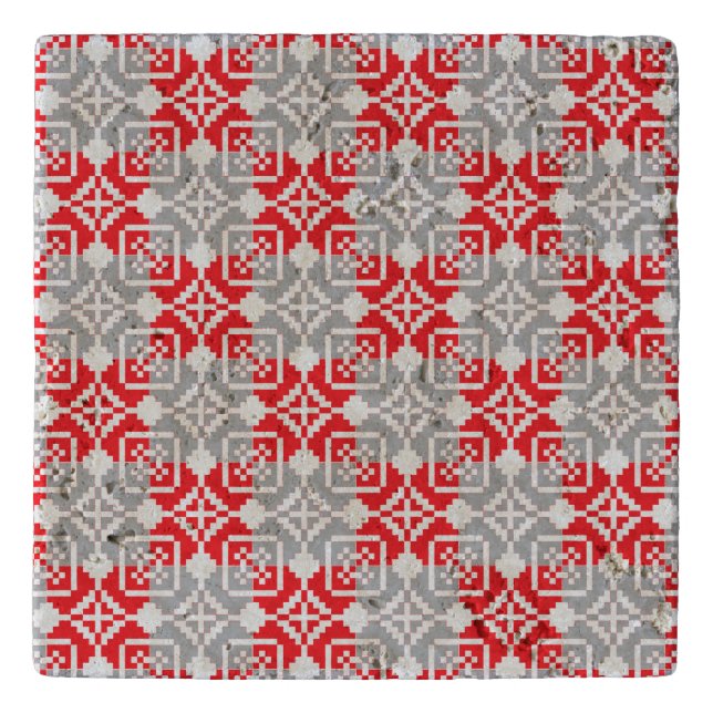 Latvian Morning SUN geometric pattern VI Trivet (Front)