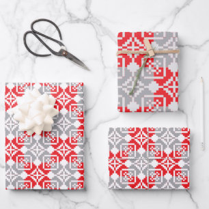 Latvian Morning SUN geometric pattern VI Wrapping Paper Sheets