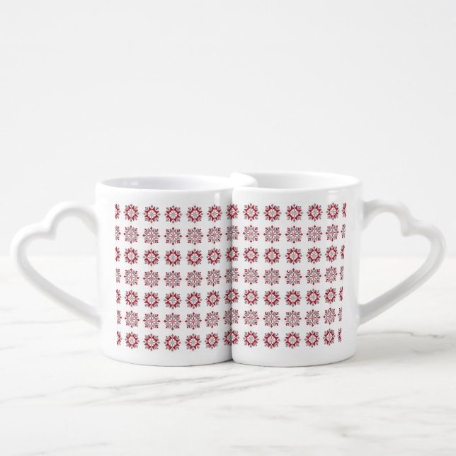 Latvian Morning SUN geometric pattern VII Coffee Mug Set (Front Nesting)