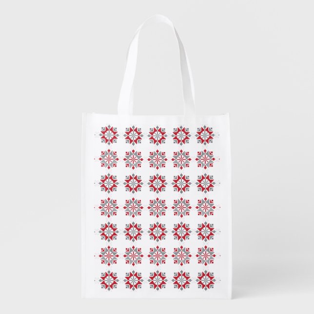 Latvian Morning SUN geometric pattern VII Grocery Bag (Front)