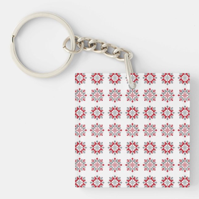 Latvian Morning SUN geometric pattern VII Keychain (Front)