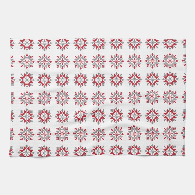 Latvian Morning SUN geometric pattern VII Kitchen Towel (Horizontal)