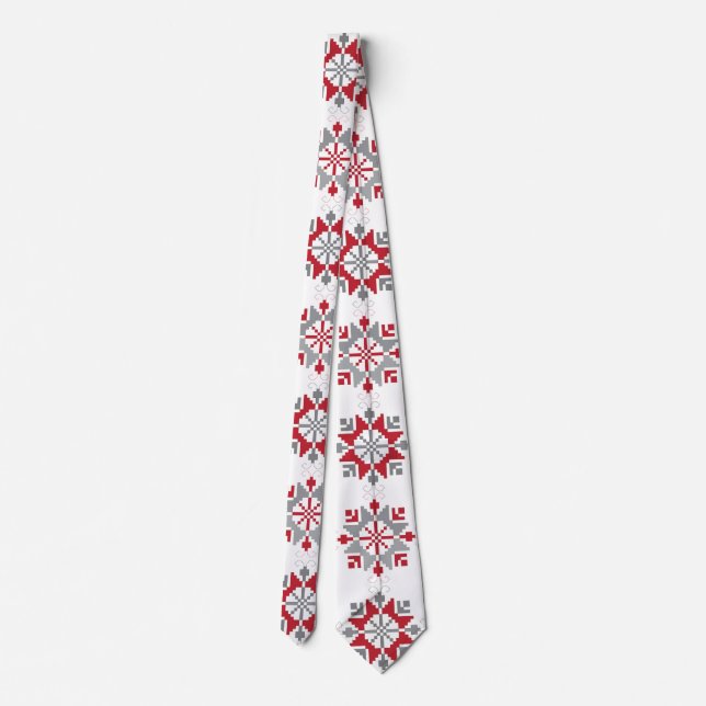 Latvian Morning SUN geometric pattern VII Neck Tie (Back)