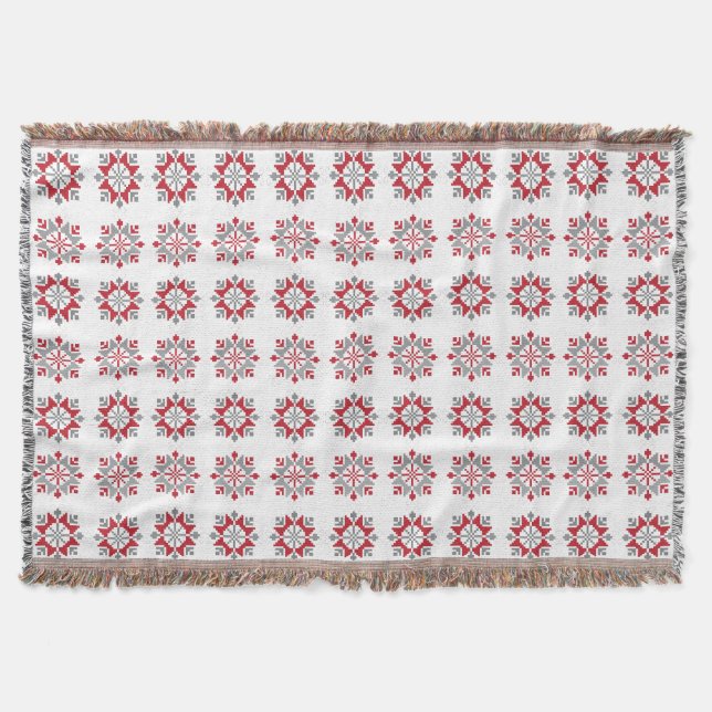 Latvian Morning SUN geometric pattern VII Throw Blanket (Front)
