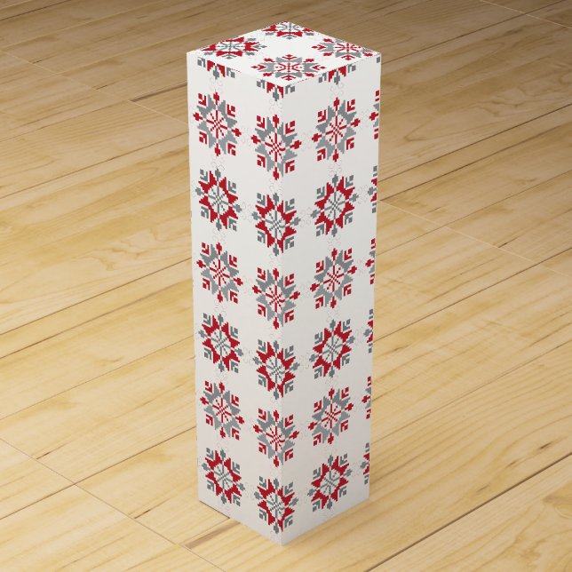 Latvian Morning SUN geometric pattern VII Wine Box (Front)