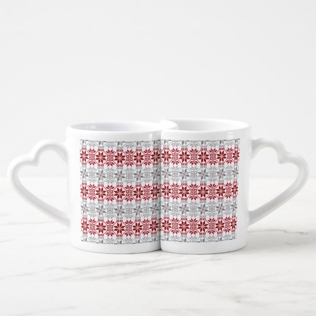Latvian Morning SUN geometric pattern VIII Coffee Mug Set (Front Nesting)