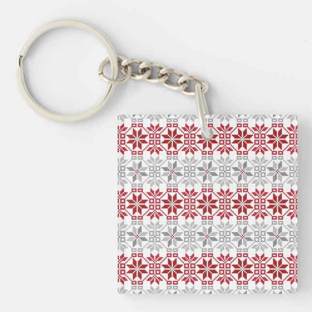 Latvian Morning SUN geometric pattern VIII Keychain (Front)