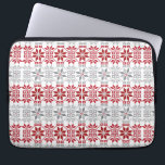 Latvian Morning SUN geometric pattern VIII Laptop Sleeve<br><div class="desc">In Latvian folklore,  Auseklis-Morning sun or star symbolizes light prevailing in the fight over dark. This symbol protects and opposes negative energy. The motif is in traditional Latvian colors,  red and linen gray. 

Perfect gift for Latvian,  pagan,  and folklore enthusiast ;)</div>
