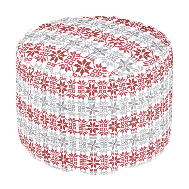 Latvian Morning SUN geometric pattern VIII Pouf (Angled Front)