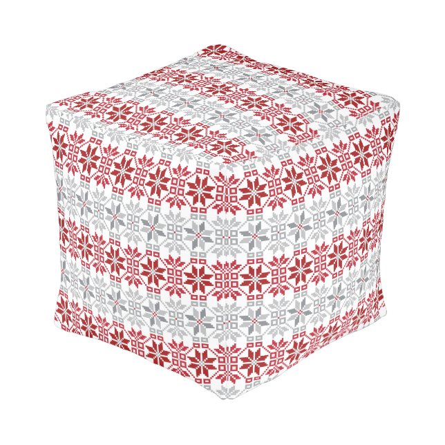 Latvian Morning SUN geometric pattern VIII Pouf (Angled Front)