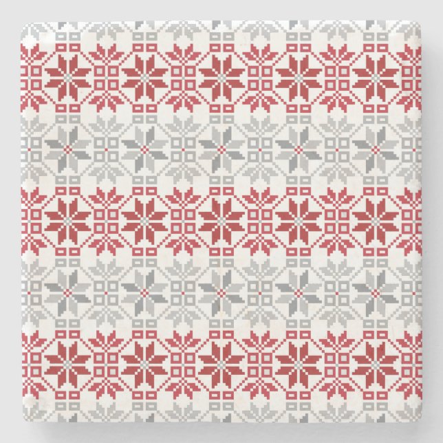 Latvian Morning SUN geometric pattern VIII Stone Coaster (Front)