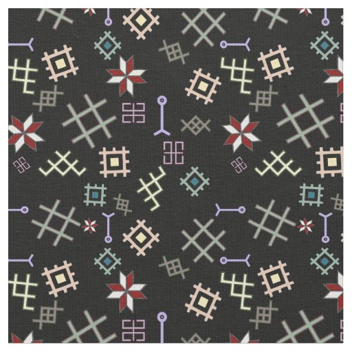 Latvian Pagan Symbols of Luck and Prosperity Fabric