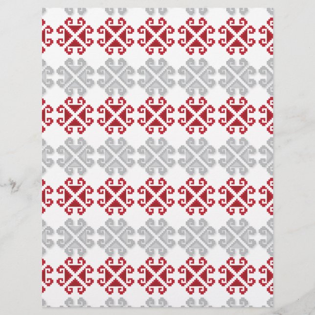 Latvian red and gray geometric Moon cross (Front)