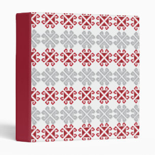 Latvian red and gray geometric Moon cross 3 Ring Binder