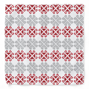 Latvian red and gray geometric Moon cross Bandana