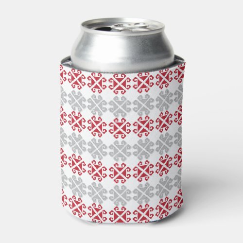 Latvian red and gray geometric Moon cross Can Cooler