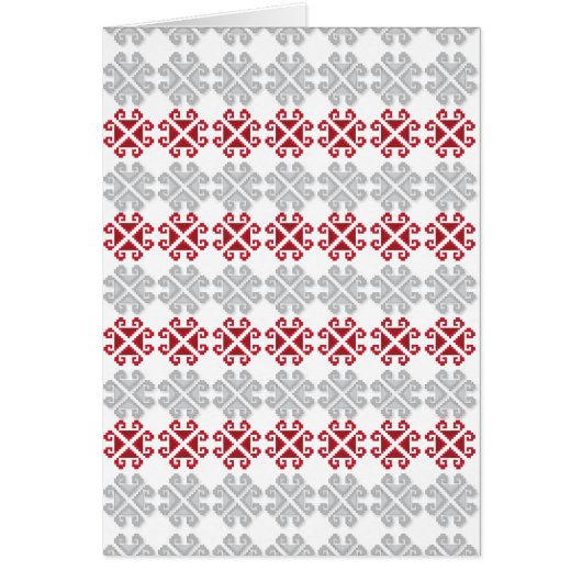 Latvian red and gray geometric Moon cross Cards (Front)