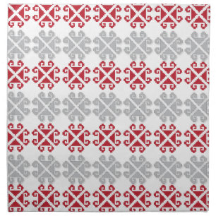 Latvian red and gray geometric Moon cross Cloth Napkin