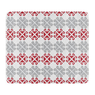 Latvian red and gray geometric Moon cross Cutting Board