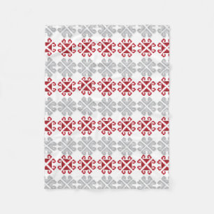 Latvian red and gray geometric Moon cross Fleece Blanket