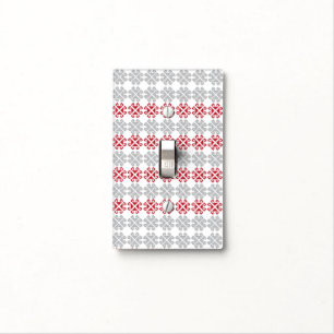 Latvian red and gray geometric Moon cross Light Switch Cover