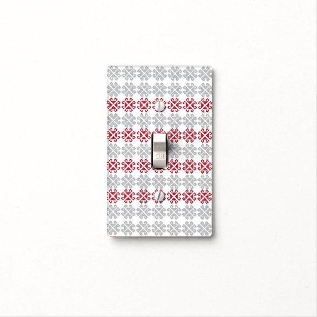 Latvian red and gray geometric Moon cross Light Switch Cover (In Situ)
