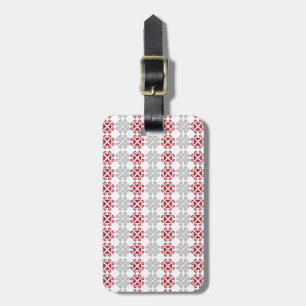 Latvian red and gray geometric Moon cross Luggage Tag