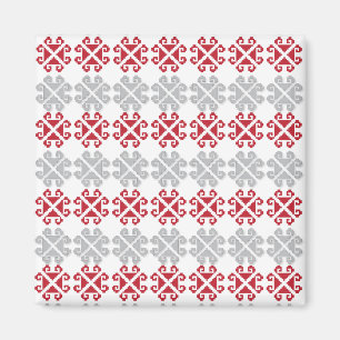 Latvian red and gray geometric Moon cross Magnet