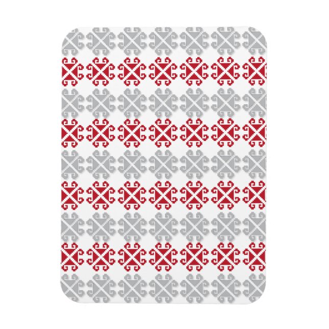 Latvian red and gray geometric Moon cross Magnet (Vertical)