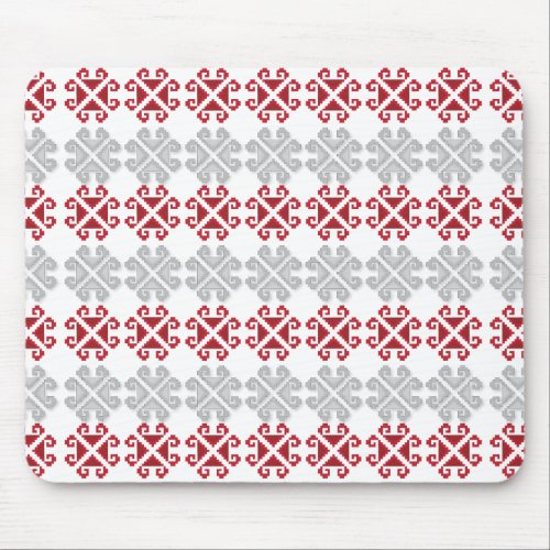 Latvian red and gray geometric Moon cross Mouse Pad