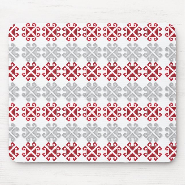 Latvian red and gray geometric Moon cross Mouse Pad (Front)