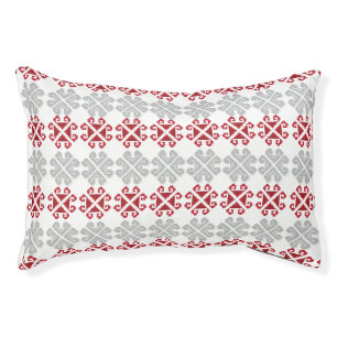 Latvian red and gray geometric Moon cross Pet Bed
