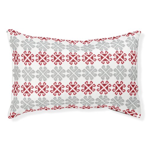 Latvian red and gray geometric Moon cross Pet Bed