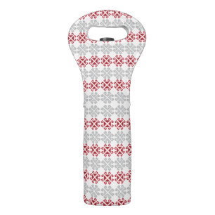 Latvian red and gray geometric Moon cross Wine Bag