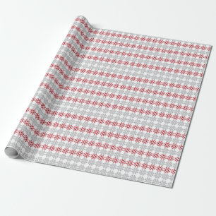 Latvian red and gray geometric Moon cross Wrapping Paper
