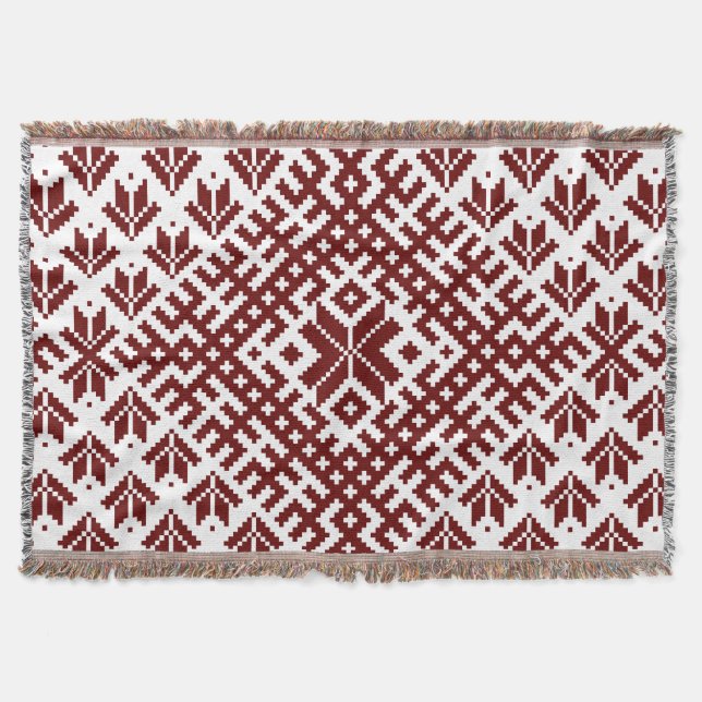 Latvian traditional Auseklis design Throw Blanket (Front)