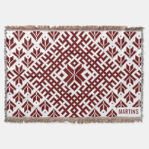 Latvian traditional Auseklis design Throw Blanket