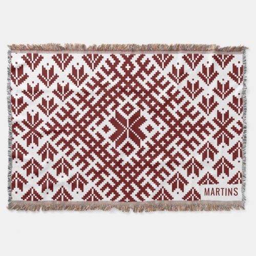 Latvian traditional Auseklis design Throw Blanket