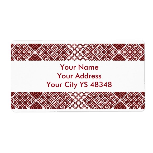 Latvian traditional Lielvarde belt motif design Label (Front)