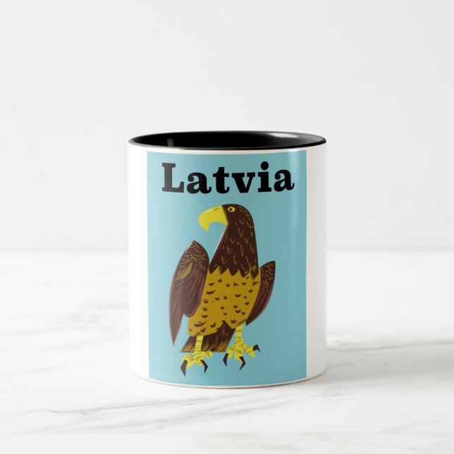 Latvian travel poster. Two-Tone coffee mug (Center)